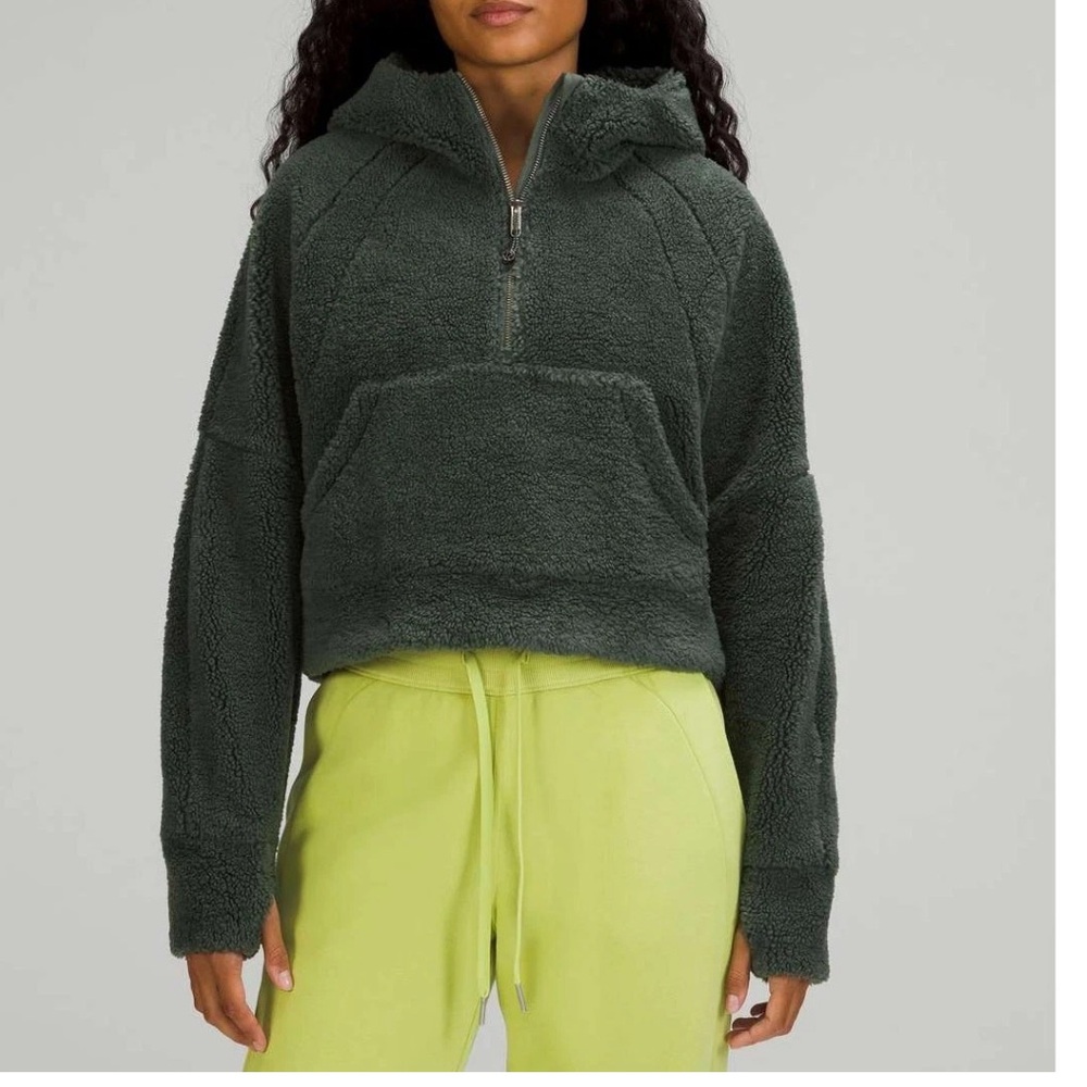 Lululemon Cropped Scuba Sherpa Hoodie Dark Green Women’s XS/S